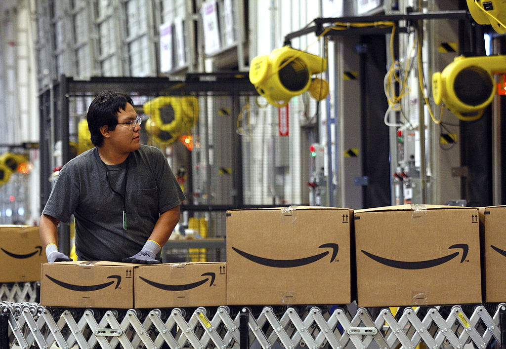 Amazon Worker Fulfilling Orders