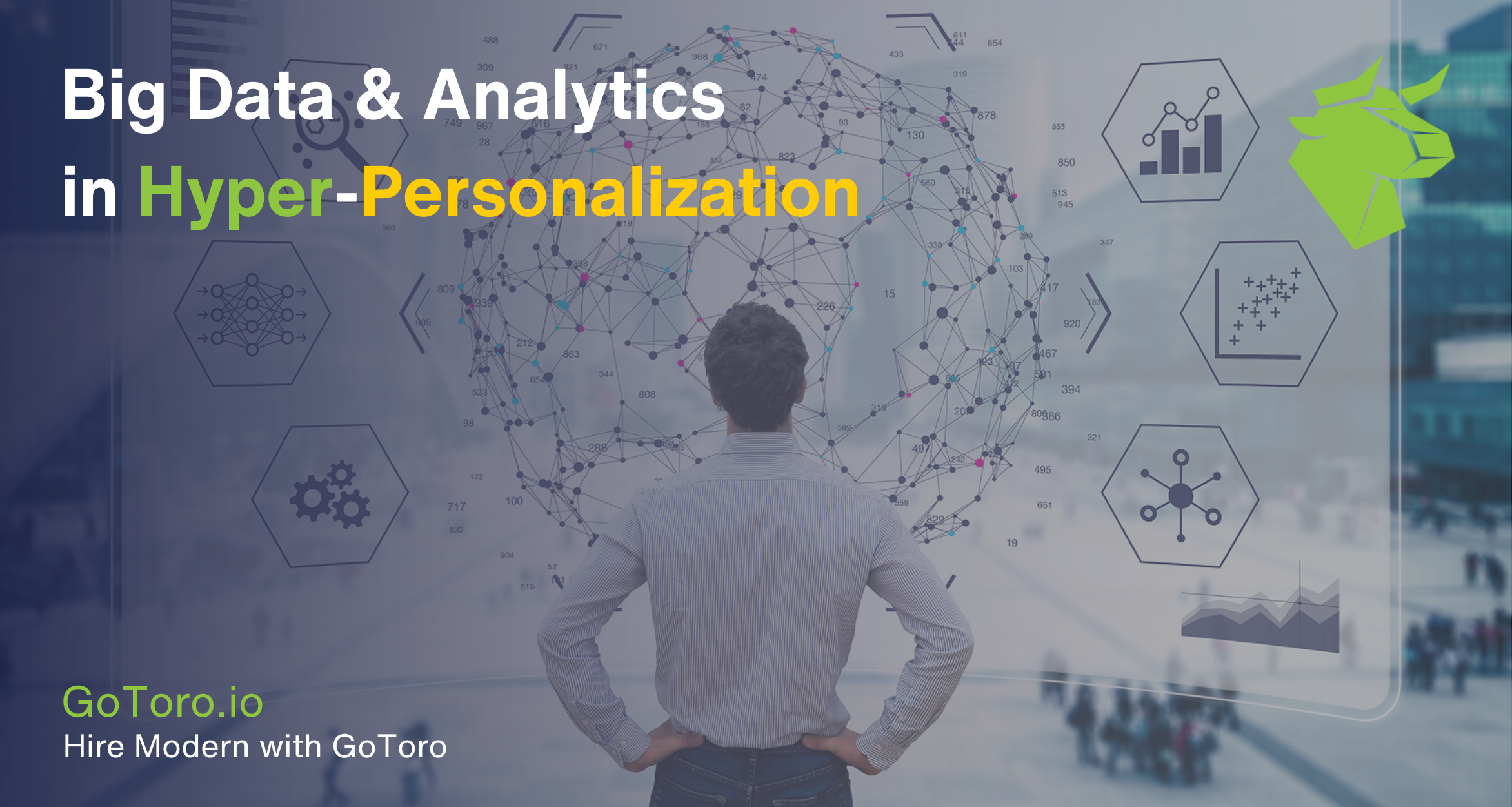 Man analyzing big data for hyper-personalization strategies.