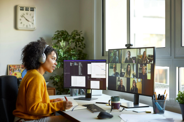 Remote worker participating in a virtual gig economy project.